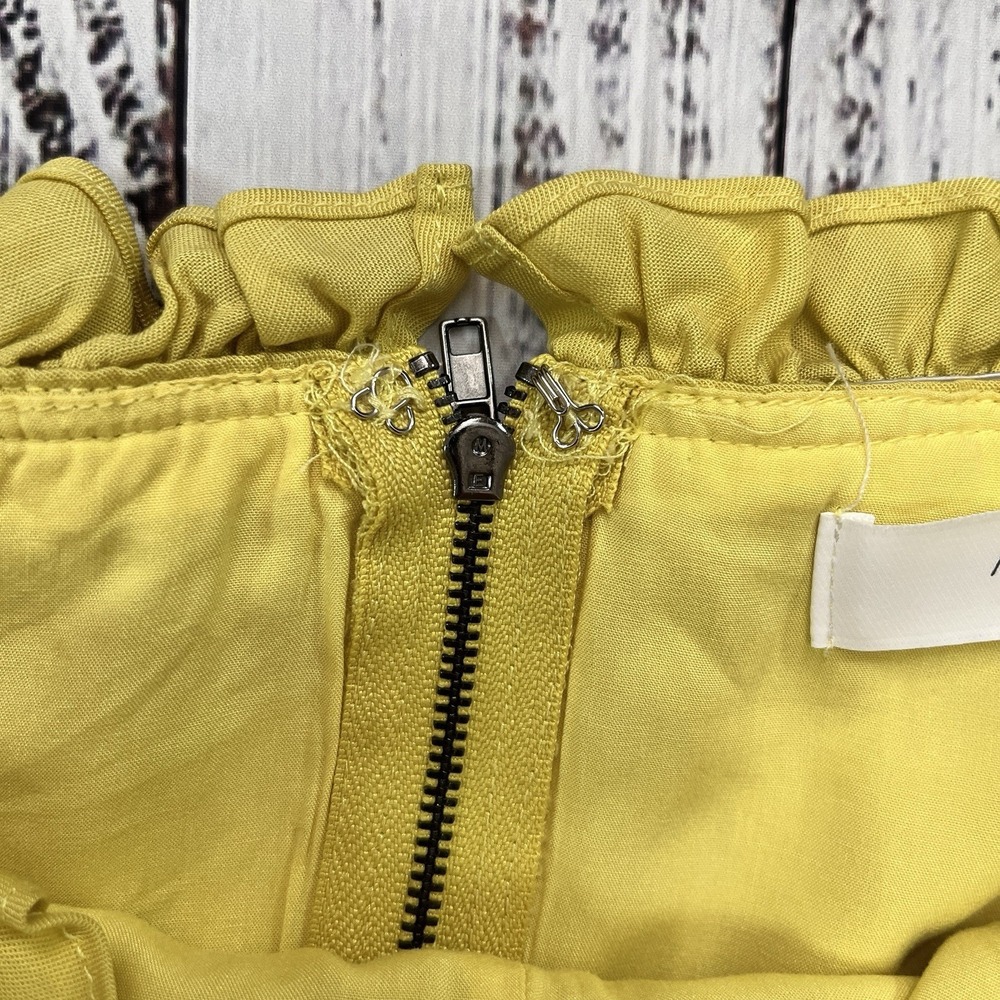 ASTR The Label Yellow Lemon Mini Dress Womens L Linen Blend Shirred Side Resort - Picture 7 of 9